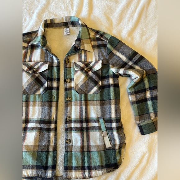 Oversized Lined Plaid Shirt Jacket Shacket - Picture 1 of 4